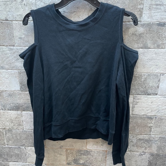 ❤️ ABERCROMBIE & FINCH BLACK COLD SHOULDER SWEATSHIRT SIZE SMALL - Picture 3 of 3
